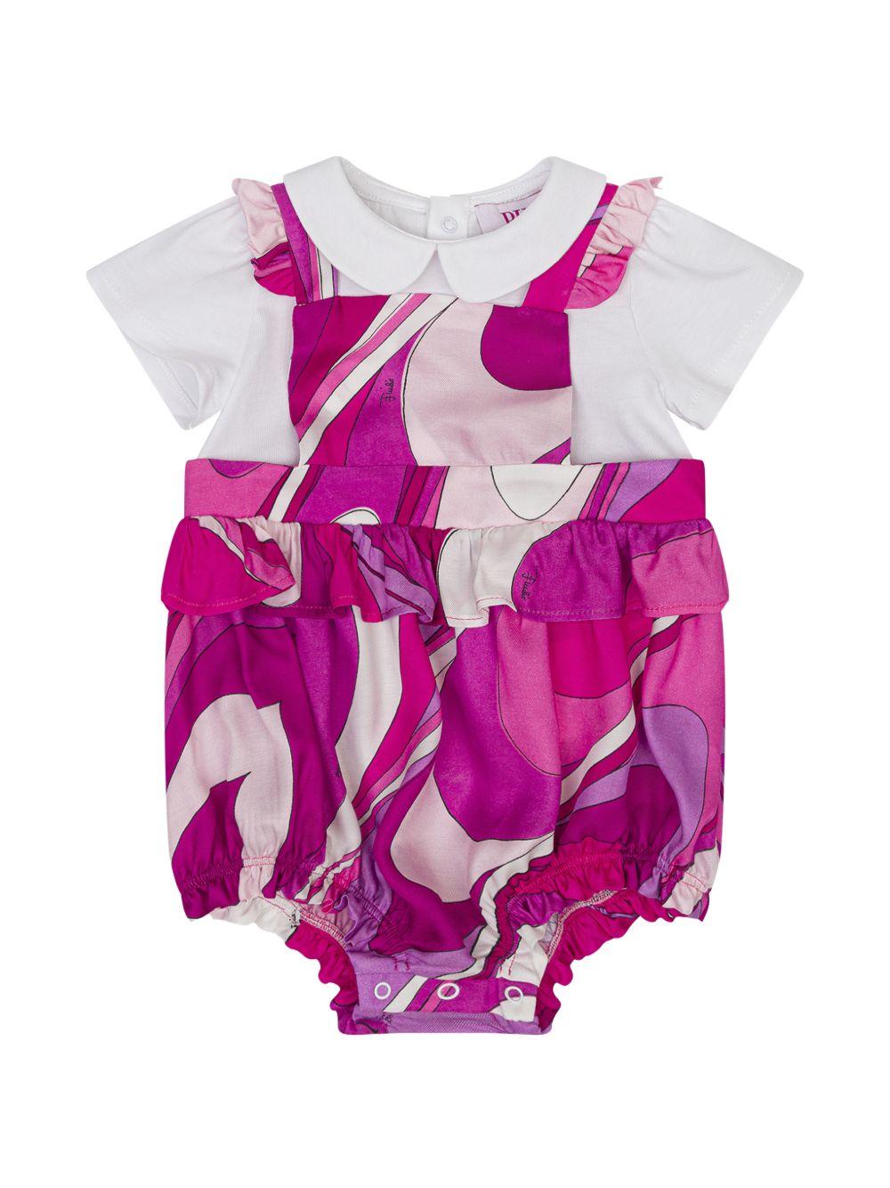 Tutina per neonata Emilio Pucci Junior multicolor con stampa all - over - Rubino Kids