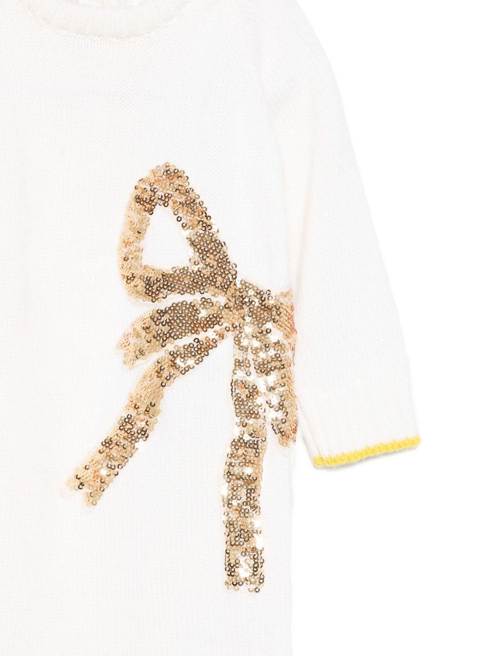 Tutina per neonata Gensami Kids bianca con fiocco e paillettes - Rubino Kids