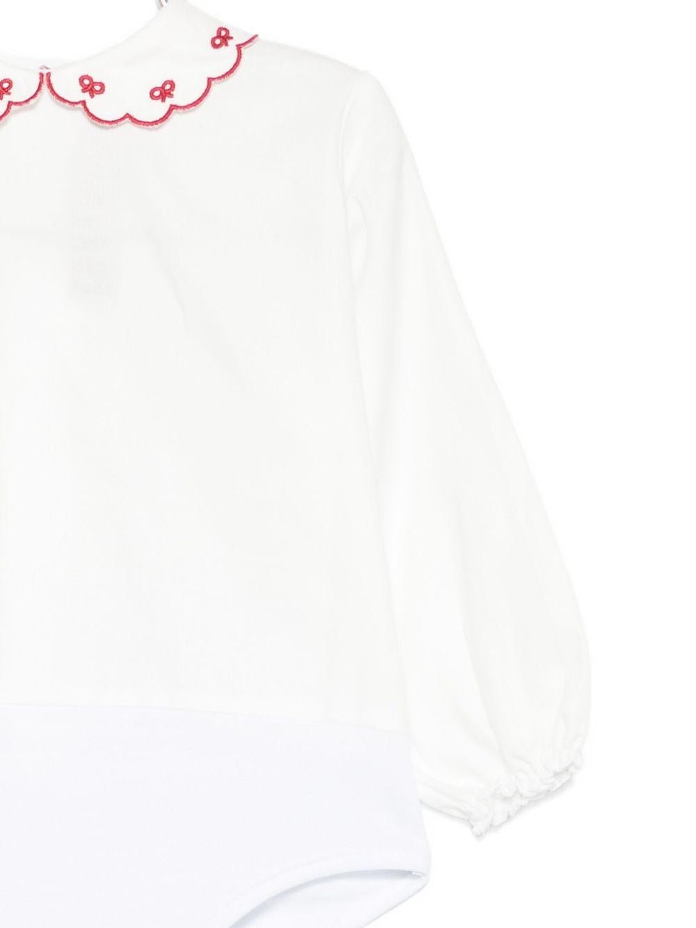 Tutina per neonata La Stupenderia bianca con colletto con dettagli rossi - Rubino Kids