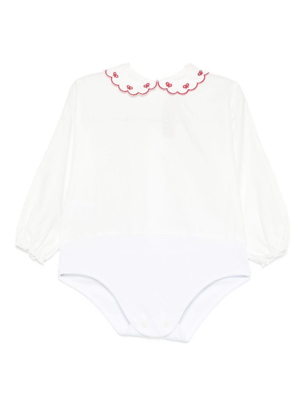Tutina per neonata La Stupenderia bianca con colletto con dettagli rossi - Rubino Kids