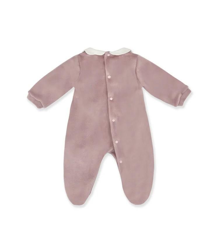 Tutina per neonata La Stupenderia rosa con colletto alla Peter Pan - Rubino Kids