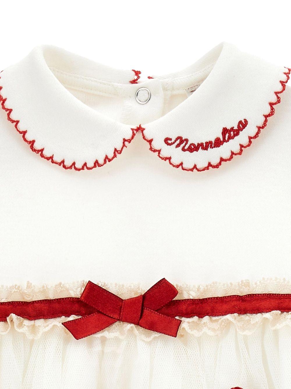 Tutina per neonata Monnalisa bianca con logo ricamato sul davanti - Rubino Kids