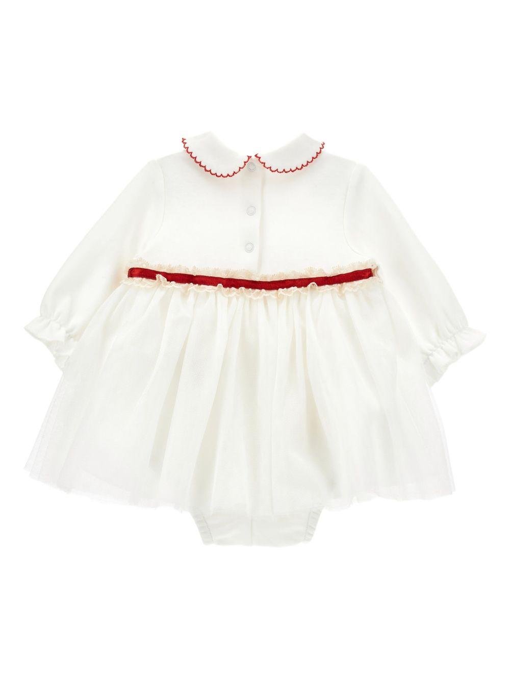 Tutina per neonata Monnalisa bianca con logo ricamato sul davanti - Rubino Kids