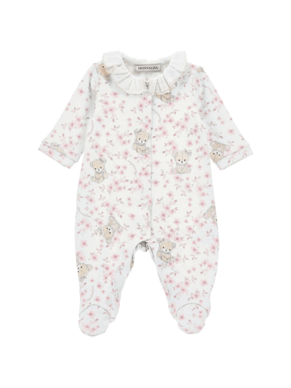 Tutina per neonata Monnalisa bianca con stampa con fiori all - over - Rubino Kids