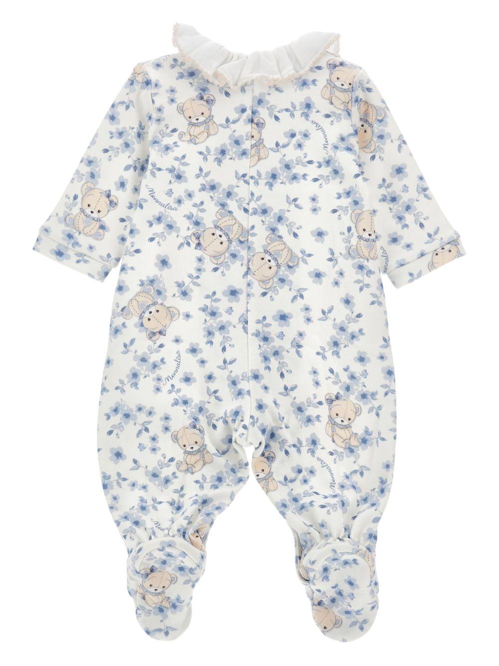 Tutina per neonata Monnalisa bianca con stampa con fiori all - over - Rubino Kids