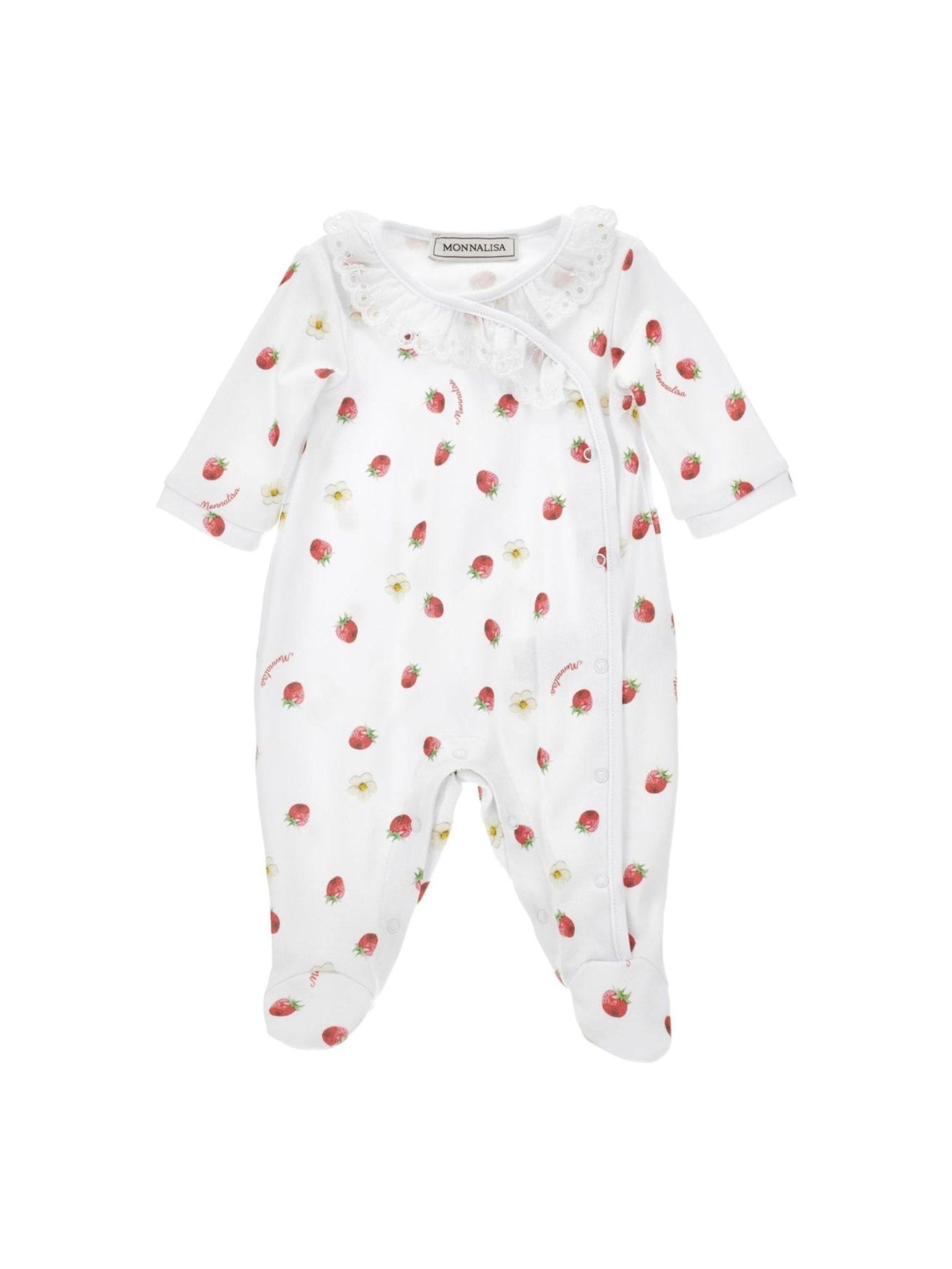 Tutina per neonata Monnalisa bianca con stampa con fragole - Rubino Kids