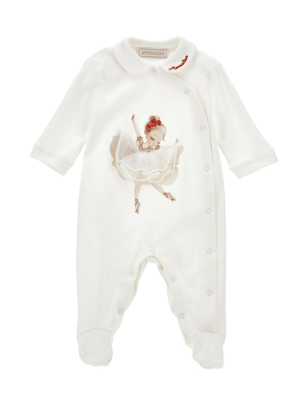 Tutina per neonata Monnalisa bianca con stampa grafica - Rubino Kids