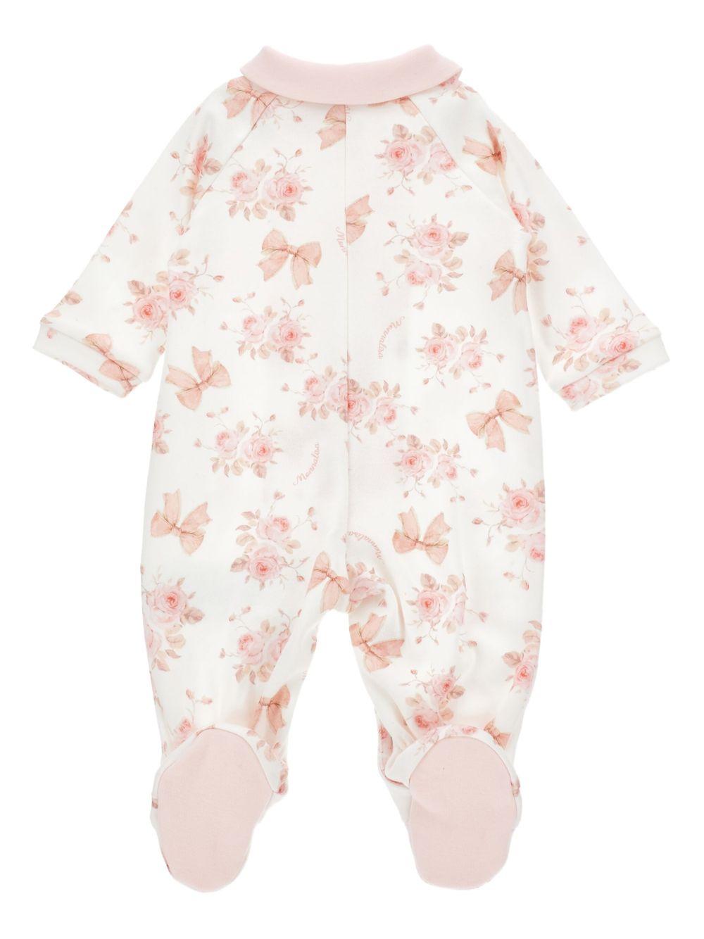 Tutina per neonata Monnalisa bianco a fiori - Rubino Kids