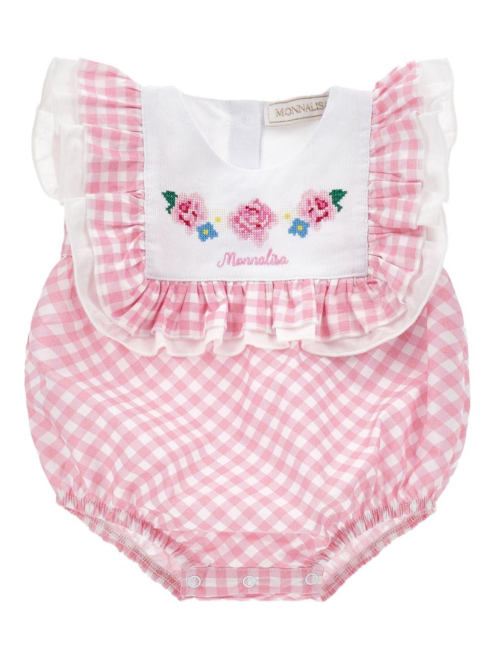Tutina per neonata Monnalisa rosa a fiori con ruches - Rubino Kids