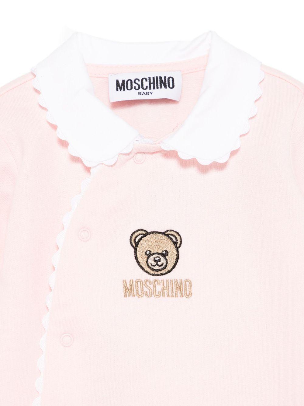 Tutina per neonata Moschino Kids rosa con ricamo Teddy - Rubino Kids