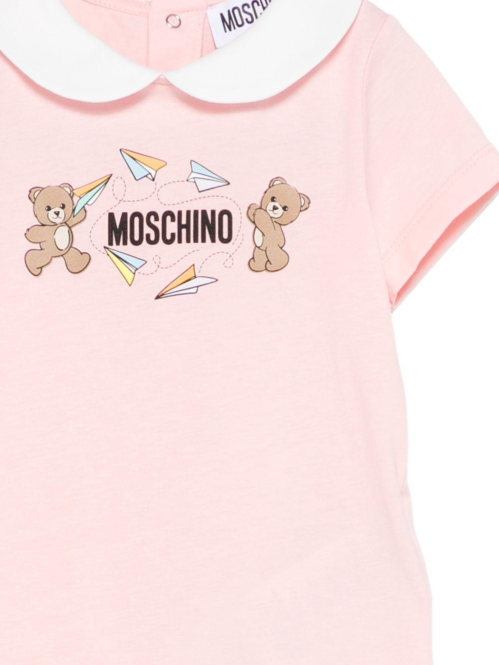 Tutina per neonata Moschino Kids rosa con stampa Teddy Bear - Rubino Kids
