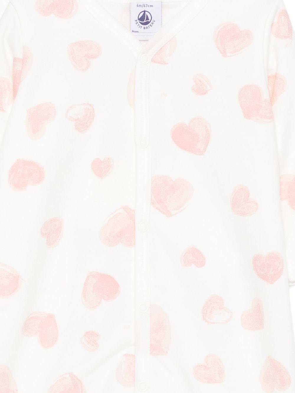 Tutina per neonata Petit Bateau bianca con motivo a cuore - Rubino Kids