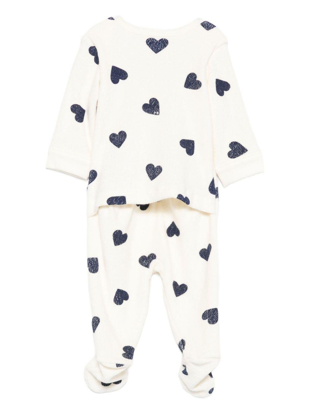Tutina per neonata Petit Bateau bianca con motivo a cuori - Rubino Kids