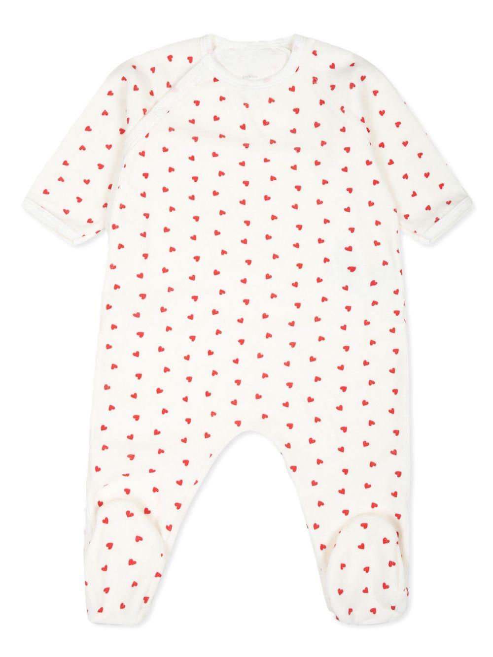 Tutina per neonata Petit Bateau bianca con stampa a cuori - Rubino Kids