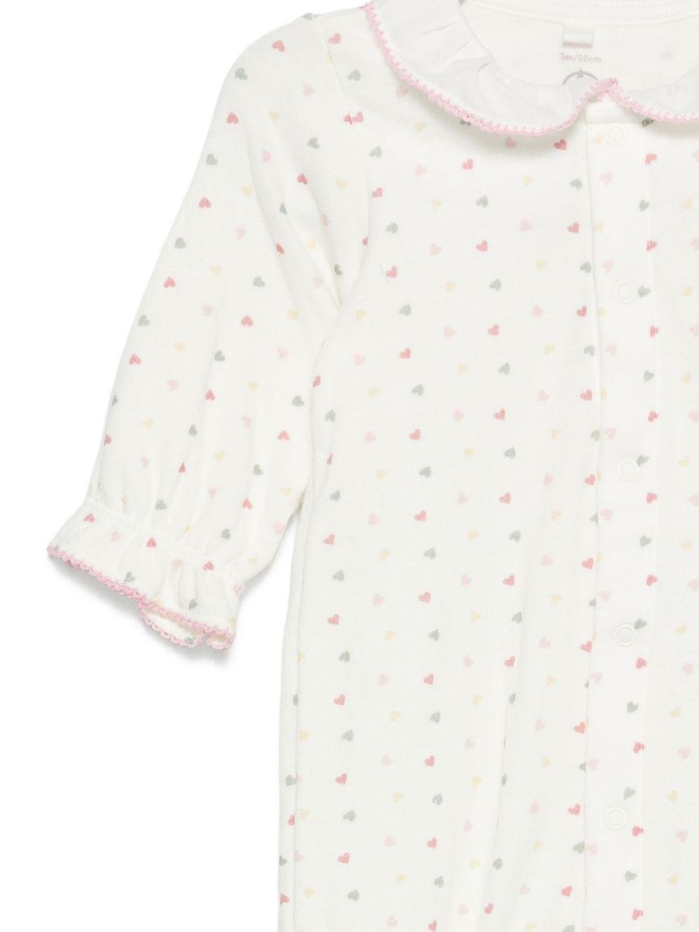 Tutina per neonata Petit Bateau bianca con stampa a cuori - Rubino Kids
