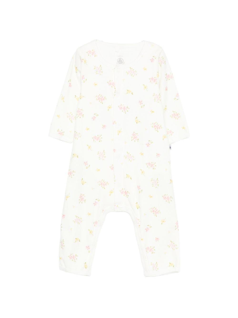 Tutina per neonata Petit Bateau bianca con stampa floreale - Rubino Kids