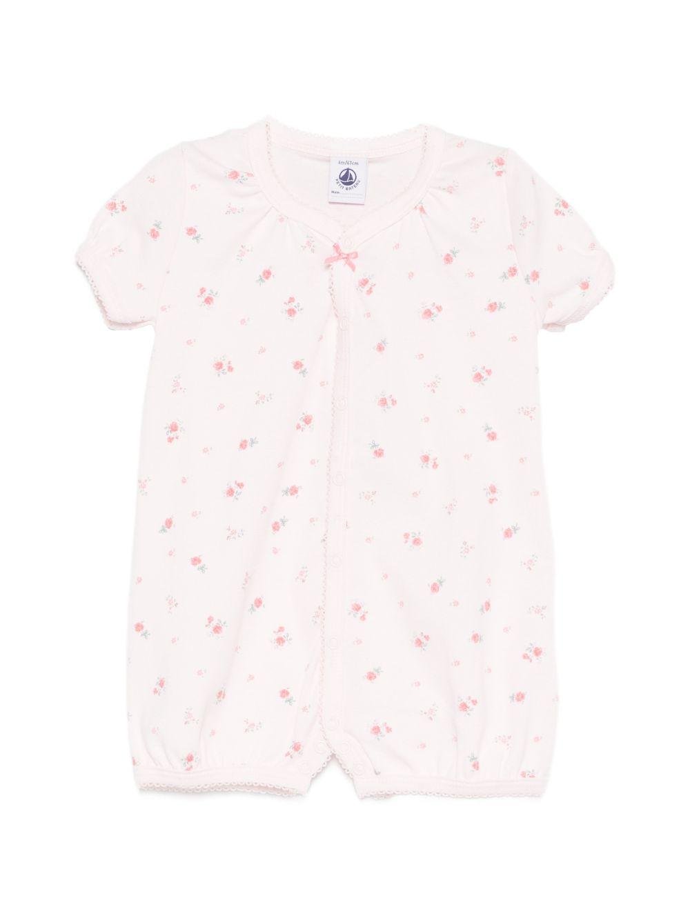 Tutina per neonata Petit Bateau rosa con stampa floreale - Rubino Kids