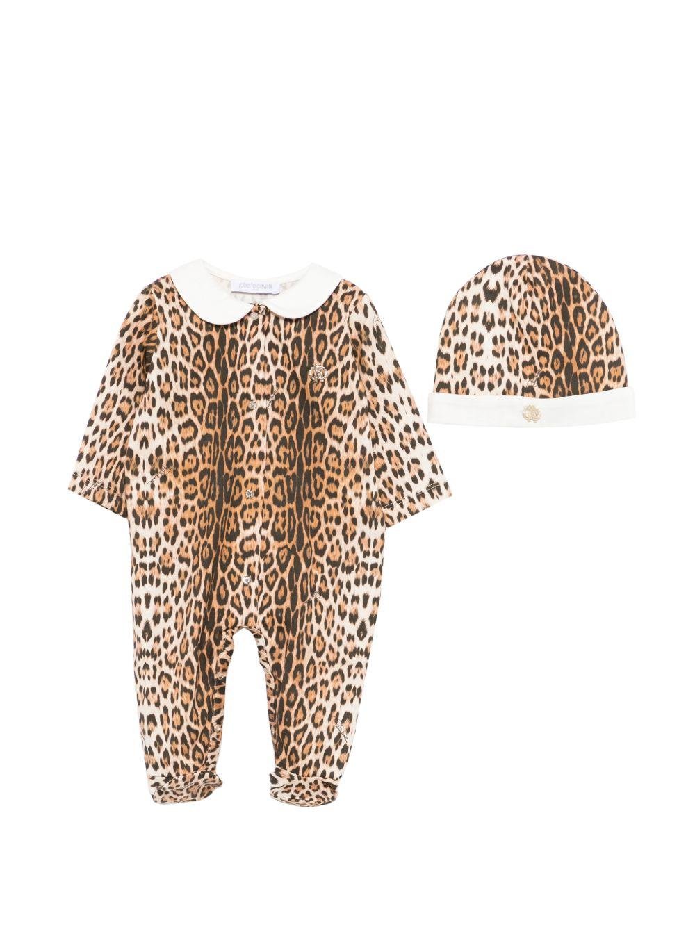 Tutina per neonata Roberto Cavalli Kids animalier con cappello abbinato - Rubino Kids