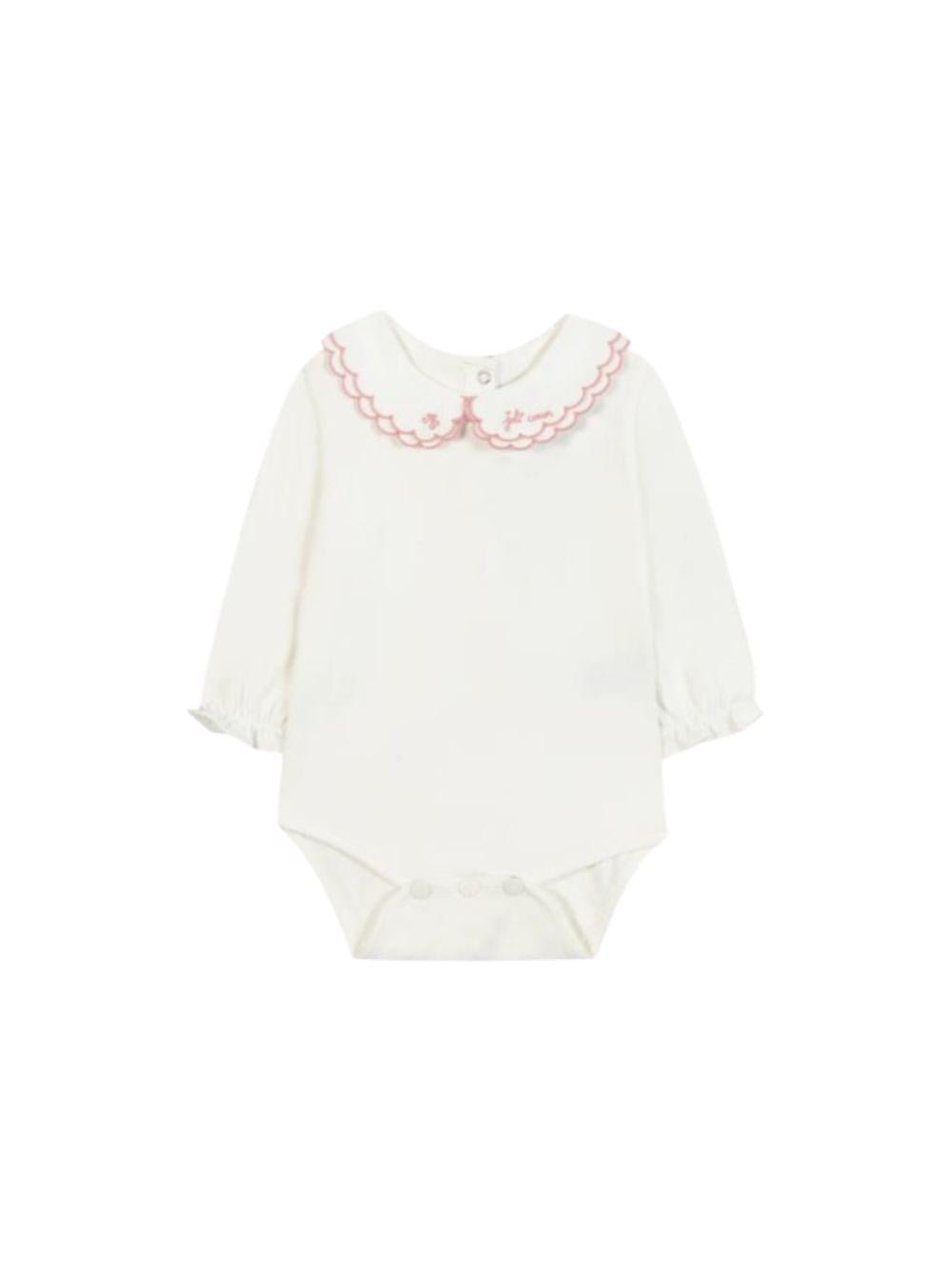 Tutina per neonata Tartine Et Chocolate bianca con ricamo rosa - Rubino Kids