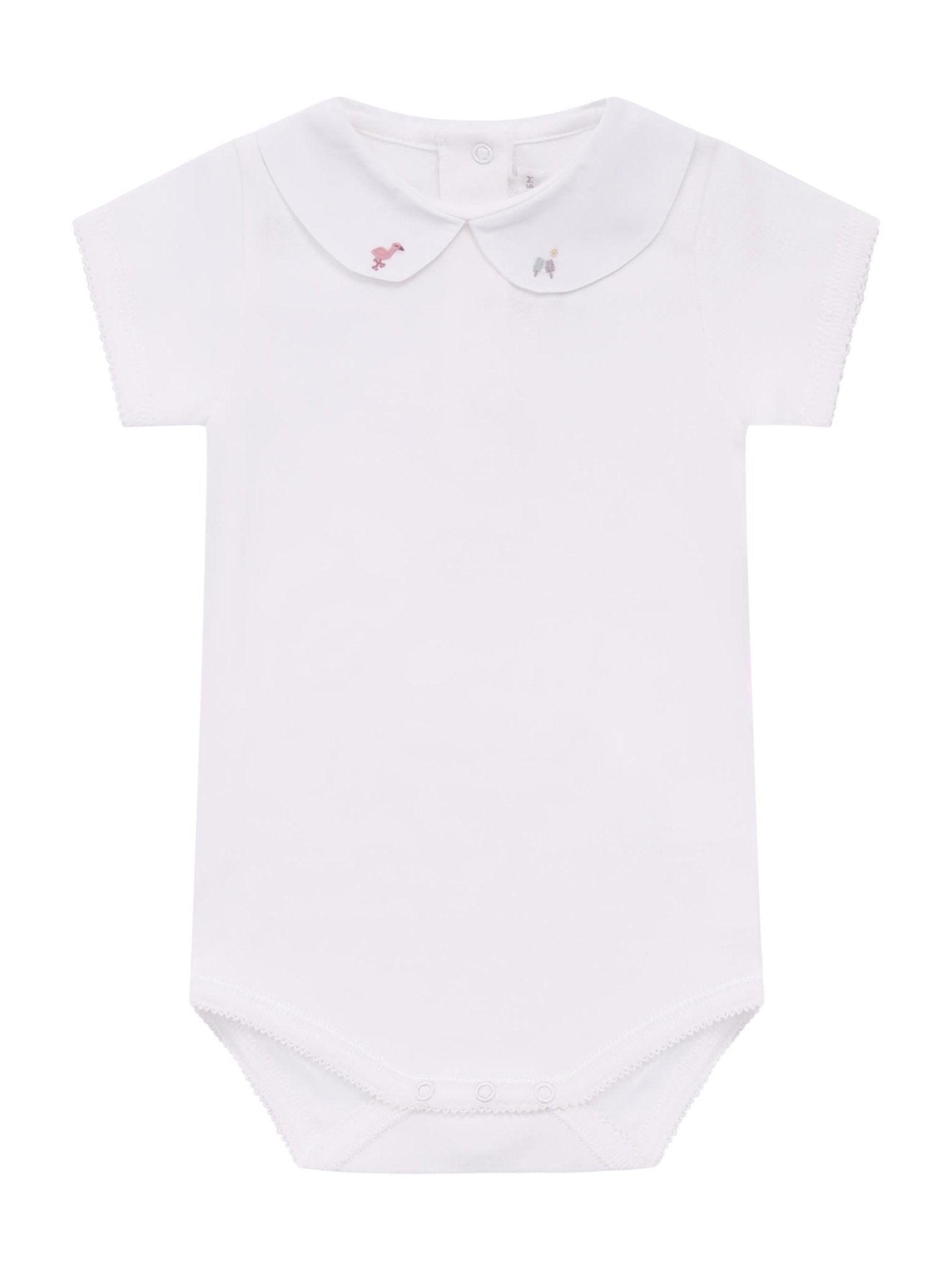 Tutina per neonati Bonpoint bianca con colletto ricamato - Rubino Kids