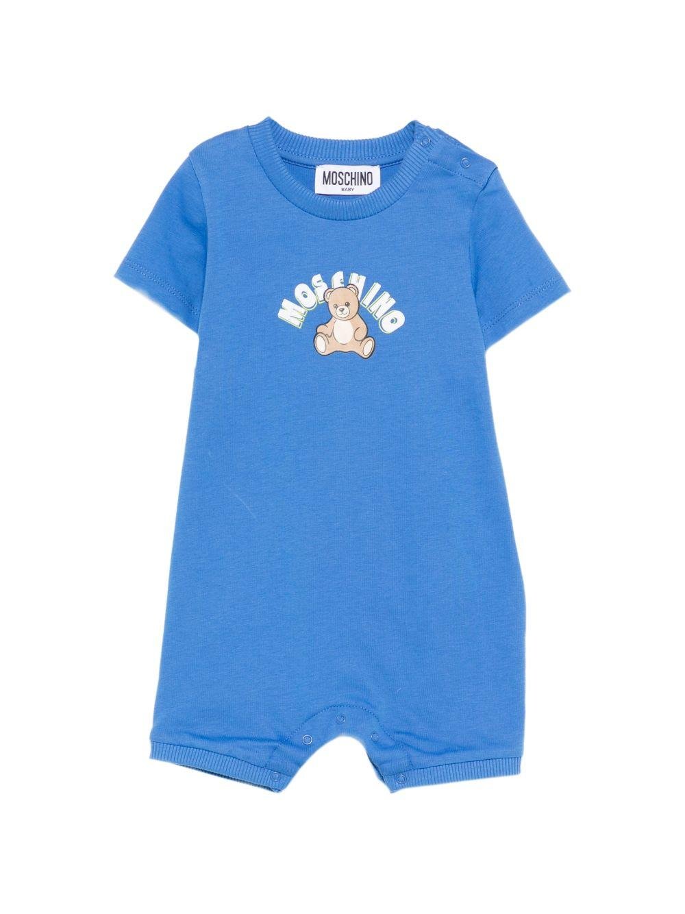 Tutina per neonati Moschino Kids azzurra con Teddy Bear sul davanti - Rubino Kids