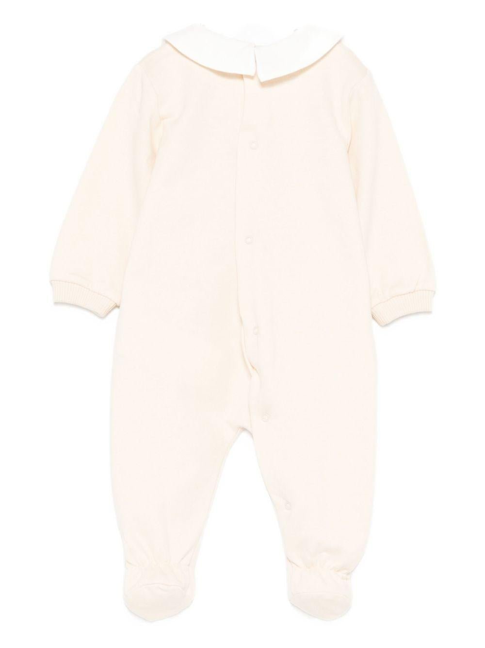 Tutina per neonati Moschino Kids beige con stampa orsetto e colletto Peter Pan - Rubino Kids