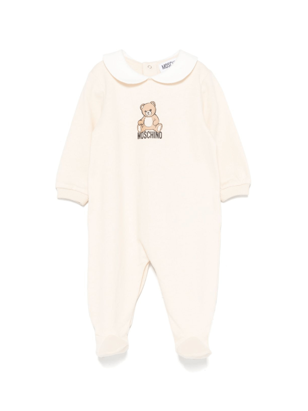 Tutina per neonati Moschino Kids beige con stampa orsetto e colletto Peter Pan - Rubino Kids