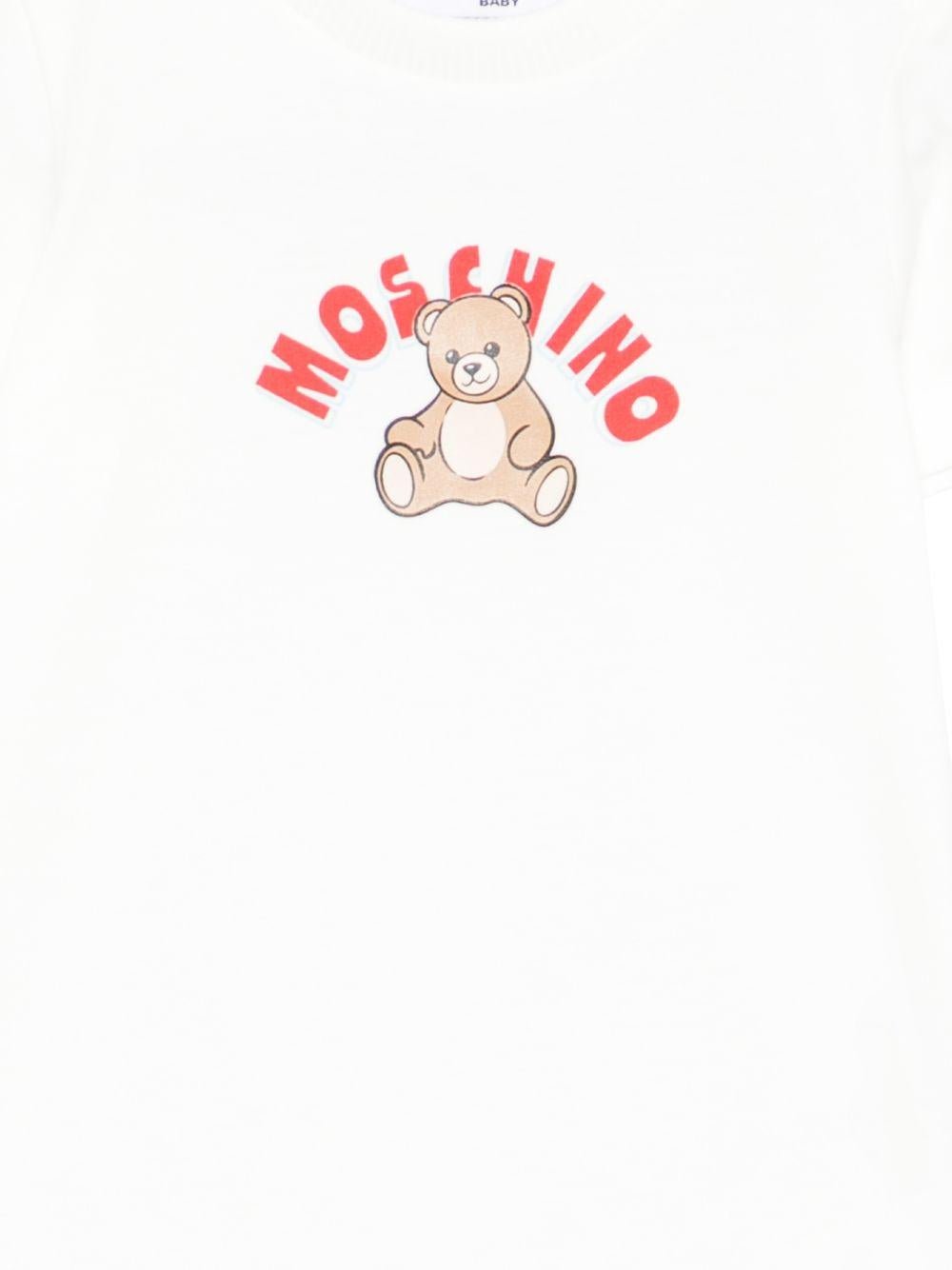 Tutina per neonati Moschino Kids bianca con stampa grafica Teddy Bear - Rubino Kids