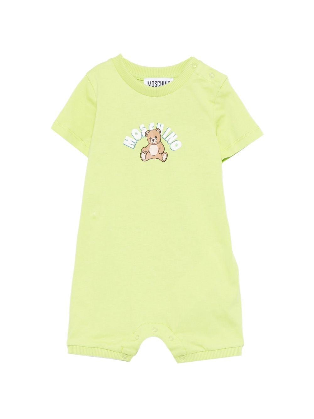 Tutina per neonati Moschino Kids verde con Teddy Bear sul davanti - Rubino Kids