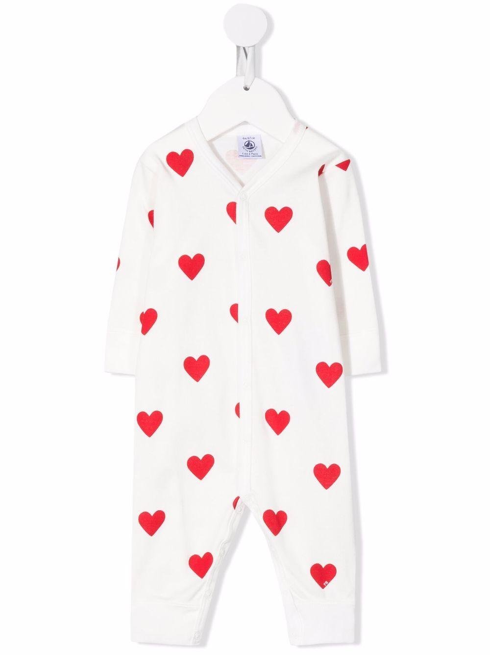 Tutina per neonati Petit Bateau bianca con stampa cuori all - over - Rubino Kids