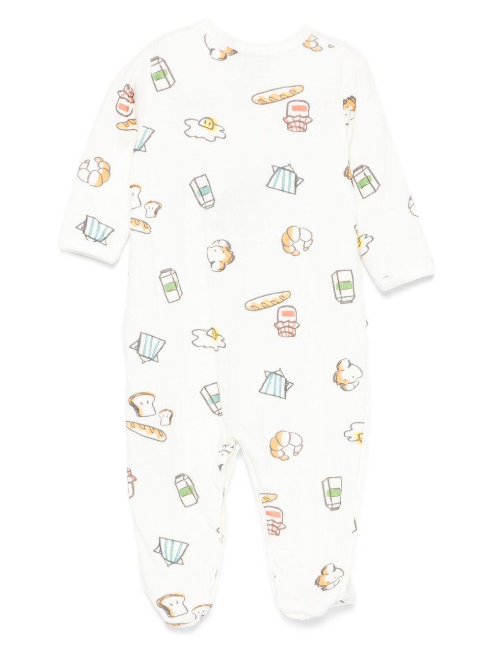 Tutina per neonati Petit Bateau bianco a maniche lunghe con stampa colazione - Rubino Kids