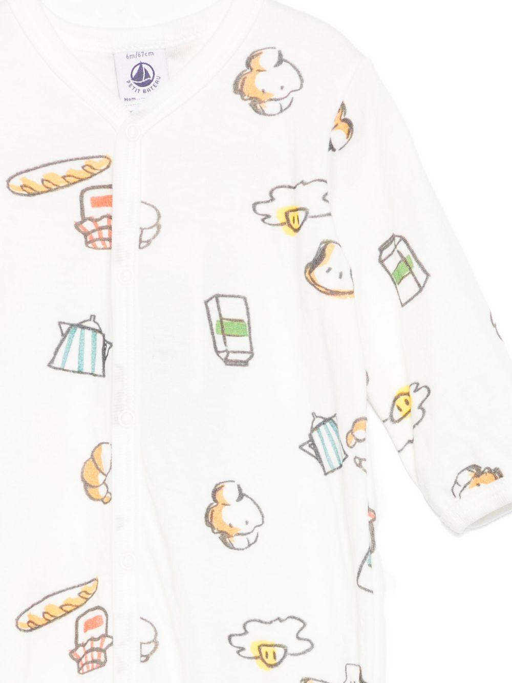 Tutina per neonati Petit Bateau bianco a maniche lunghe con stampa colazione - Rubino Kids