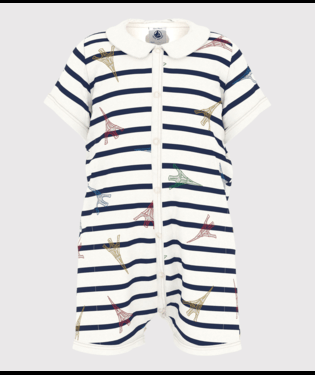 Tutina per neonati Petit Bateau bianco con fantasia grafica all - over - Rubino Kids