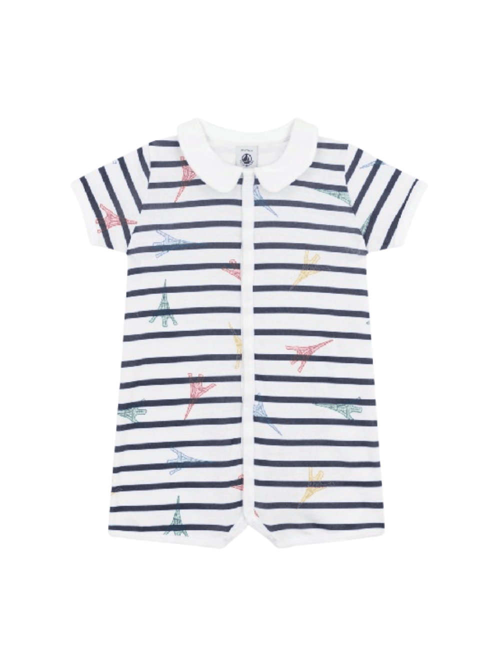 Tutina per neonati Petit Bateau bianco con fantasia grafica all - over - Rubino Kids