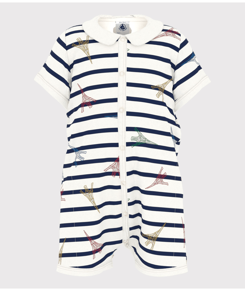 Tutina per neonati Petit Bateau bianco con fantasia grafica all - over - Rubino Kids