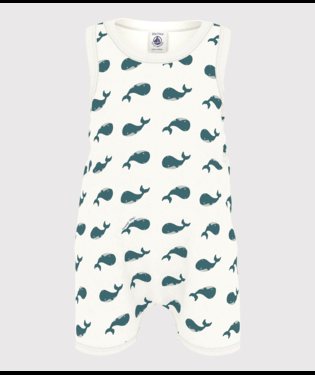 Tutina per neonati Petit Bateau bianco con stampa grafica all - over - Rubino Kids