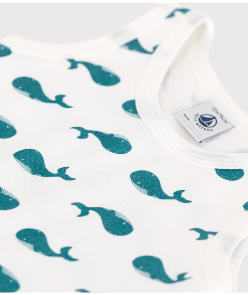 Tutina per neonati Petit Bateau bianco con stampa grafica all - over - Rubino Kids
