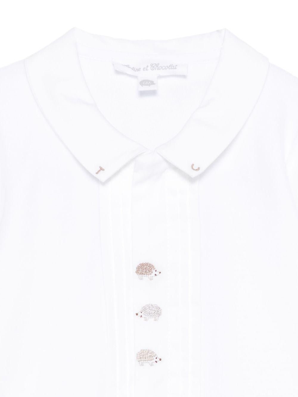 Tutina per neonati Tartine Et Chocolate bianca con ricamo a forma di riccio - Rubino Kids