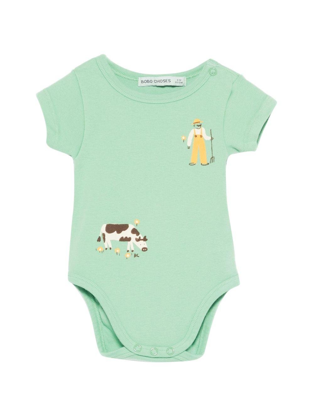 Tutina per neonato Bobo Choches verde con stampa Farm Adventure - Rubino Kids
