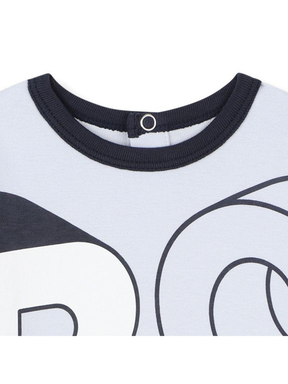 Tutina per neonato Boss Kids azzurra con scritta grafica a contrasto - Rubino Kids