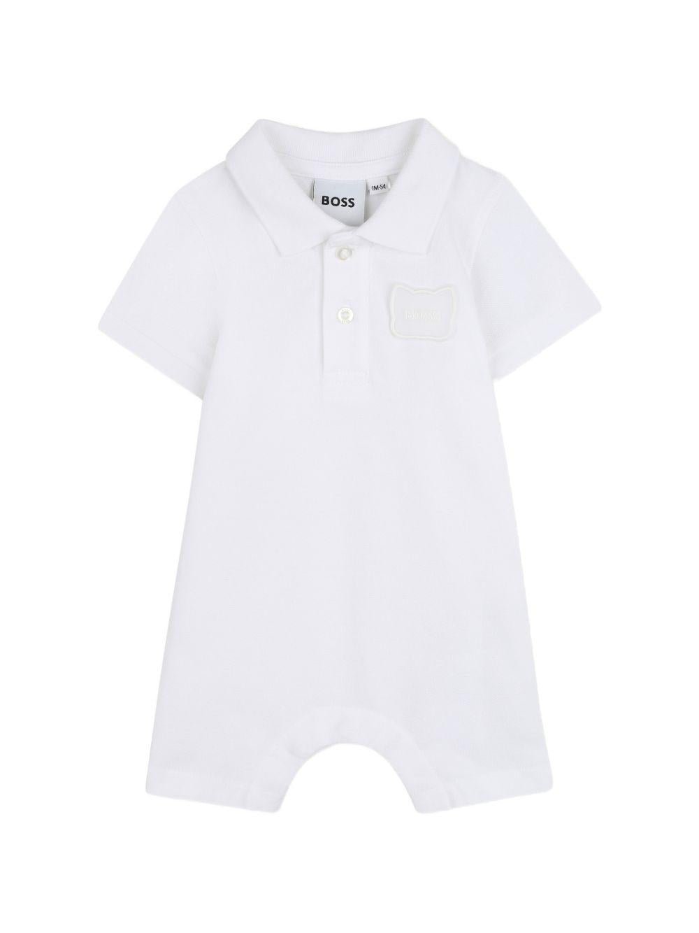 Tutina per neonato Boss Kids bianca con dettaglio applicato - Rubino Kids