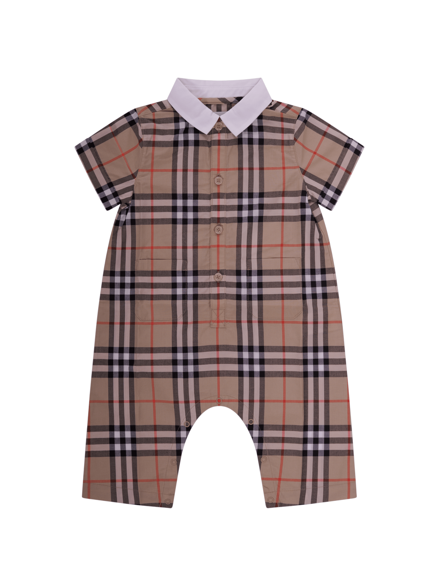Tutina per neonato Burberry Kids beige a quadri - Rubino Kids
