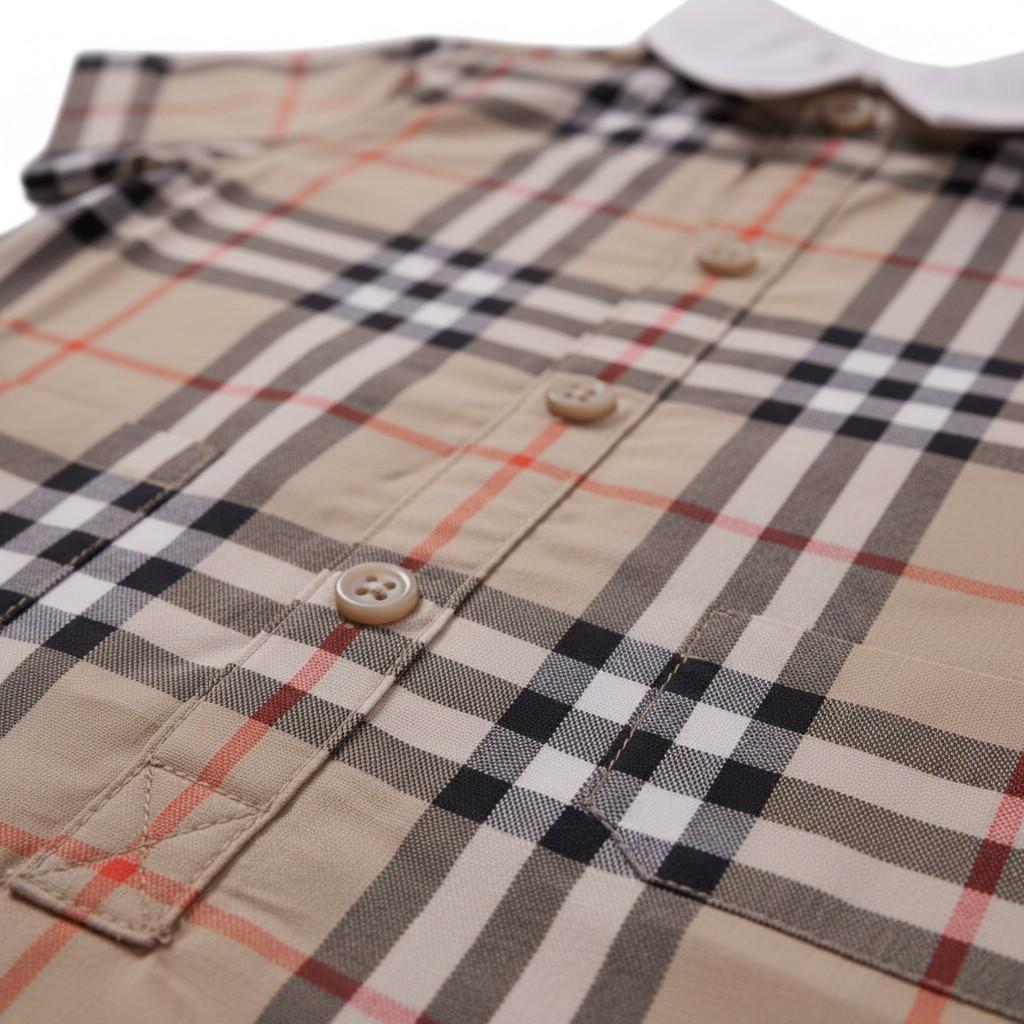 Tutina per neonato Burberry Kids beige a quadri - Rubino Kids