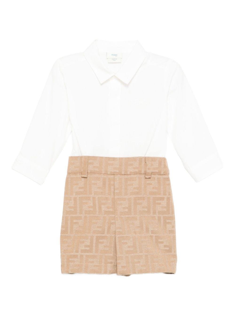 Tutina per neonato Fendi Kids beige con motivo monogramma FF - Rubino Kids