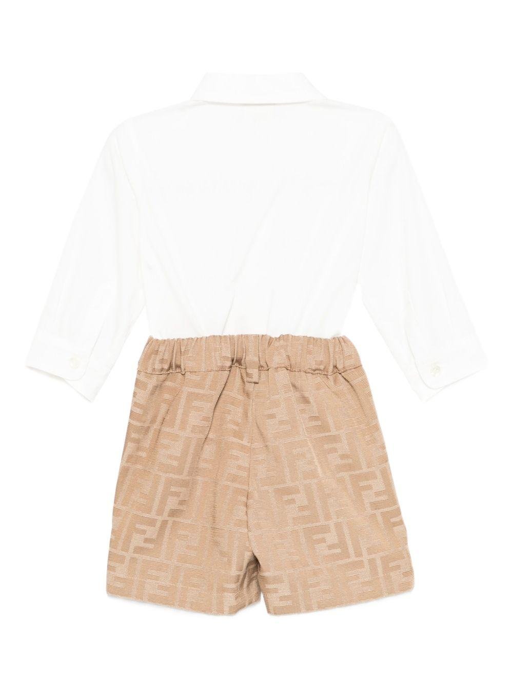 Tutina per neonato Fendi Kids beige con motivo monogramma FF - Rubino Kids