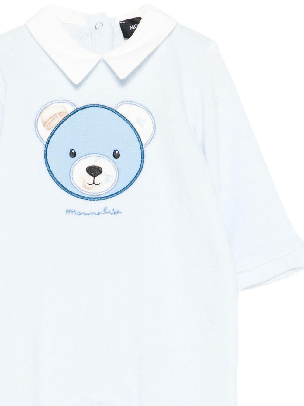 Tutina per neonato Monnalisa azzurro con ricamo orsetto - Rubino Kids