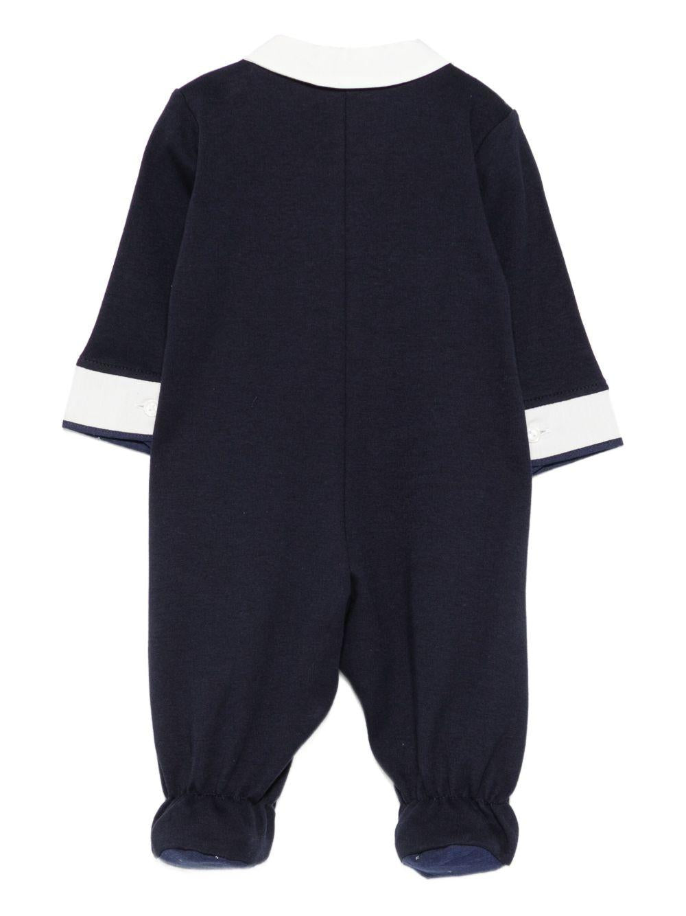 Tutina per neonato Monnalisa blu con pannello plissettato - Rubino Kids