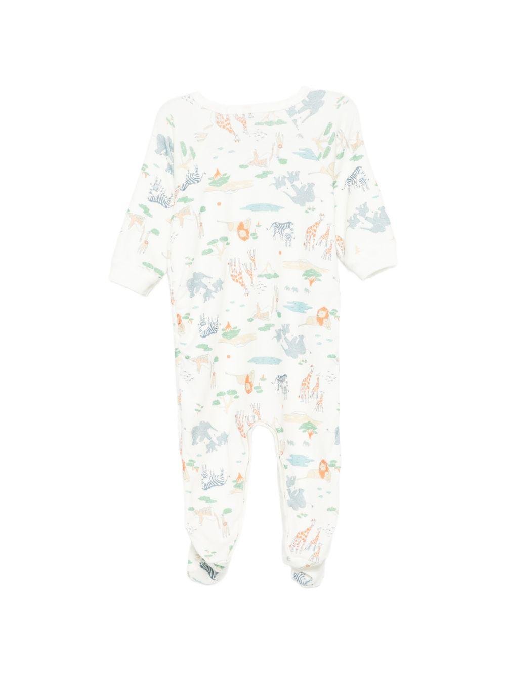Tutina per neonato Petit Bateau bianca con stampa grafica animali all - over - Rubino Kids