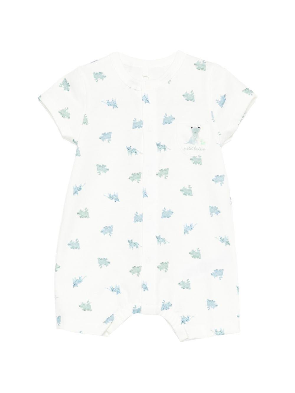 Tutina per neonato Petit Bateau bianco con stampa animali all - over - Rubino Kids