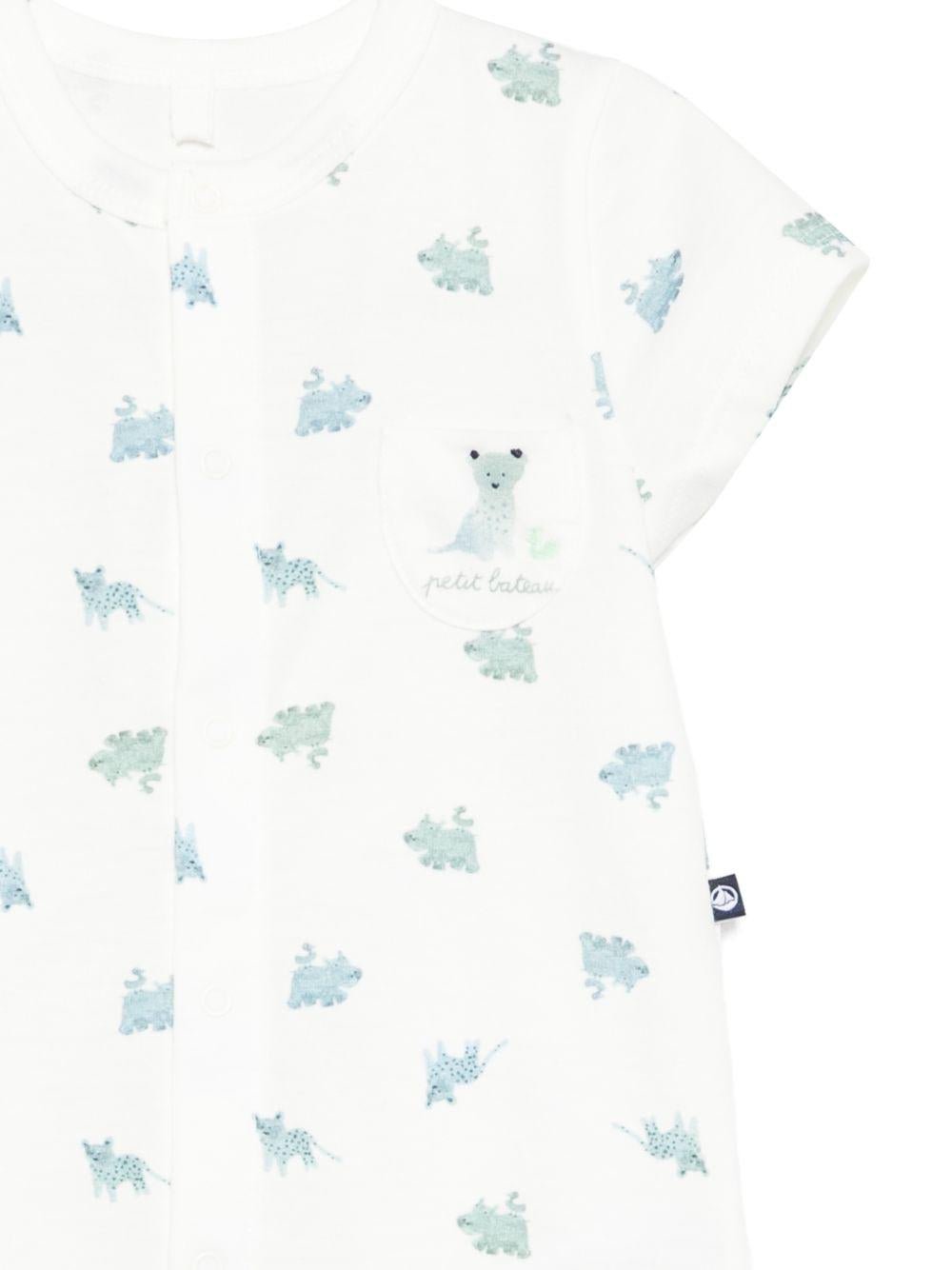 Tutina per neonato Petit Bateau bianco con stampa animali all - over - Rubino Kids
